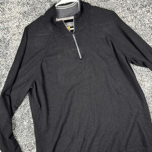 Eddie Bauer Long Sleeve 1/4 Zip Sweater‎ Mens Large 5% Cashmere Black Preppy